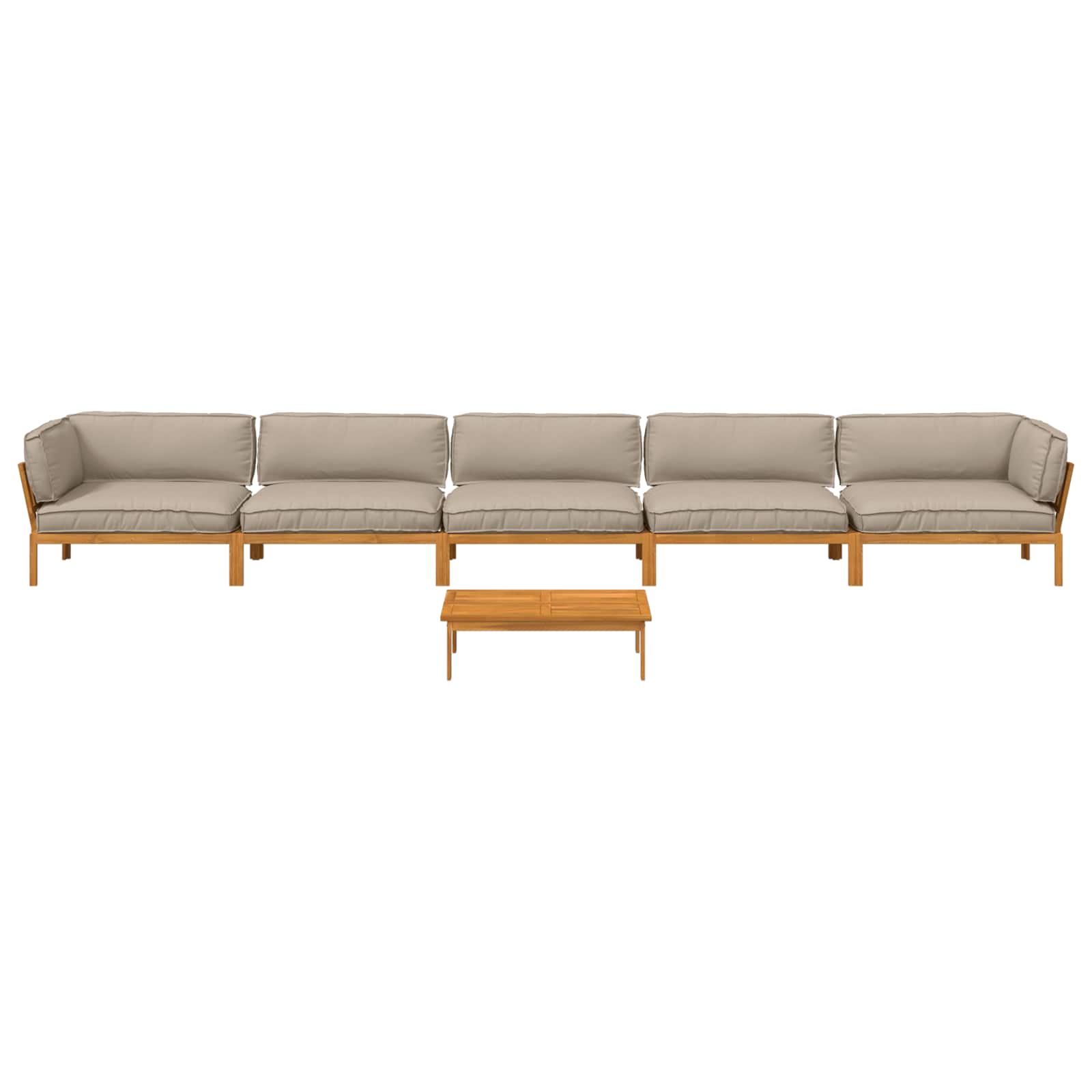 Σετ Καναπέ με μαξιλάρι 6 pcs Taupe Στερεό Ξύλο Ακακίας - Pakobazaar