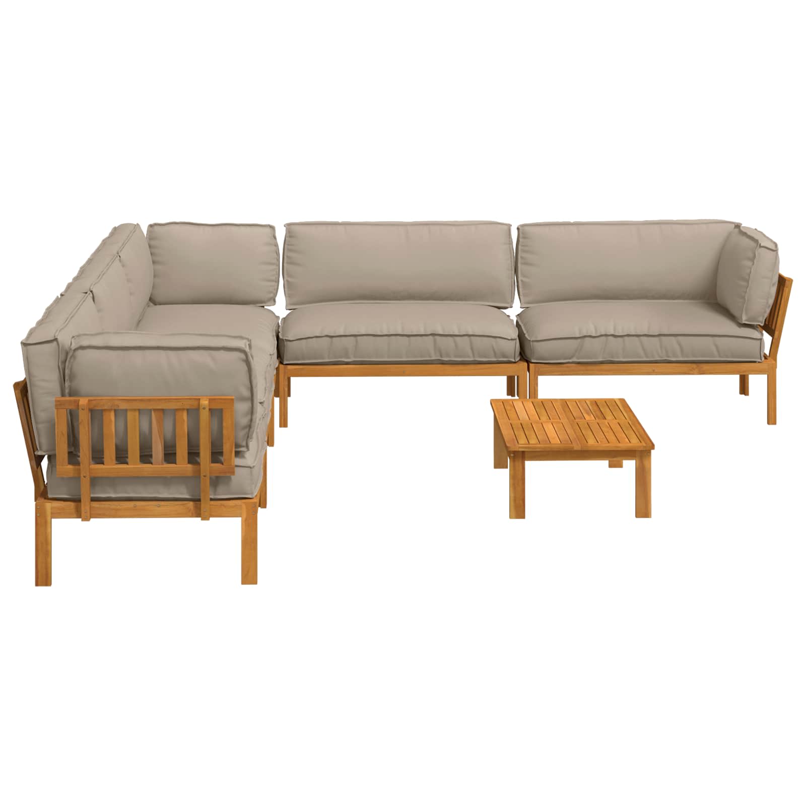 Σετ Καναπέ με μαξιλάρι 6 pcs Taupe Στερεό Ξύλο Ακακίας - Pakobazaar