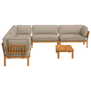 Σετ Καναπέ με μαξιλάρι 6 pcs Taupe Στερεό Ξύλο Ακακίας - Pakobazaar