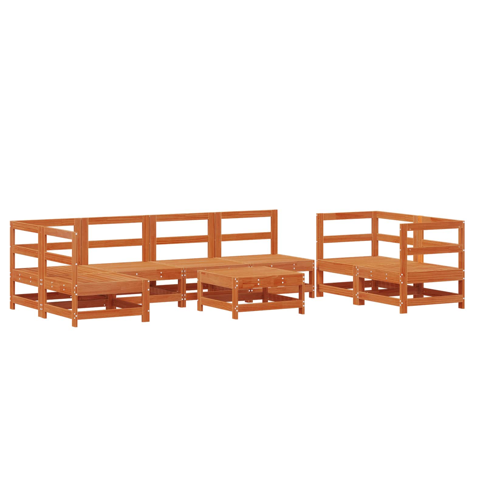 Σετ Ξαπλώστρας Κήπου 8 pcs Κερωμένο Καφέ Στερεό πεύκο - Pakobazaar