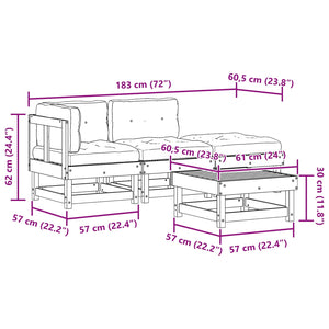 Σετ Ξαπλώστρας Κήπου 4 pcs Κερί Παλαίωσης Μασίφ Ξύλο Πεύκου - Pakobazaar