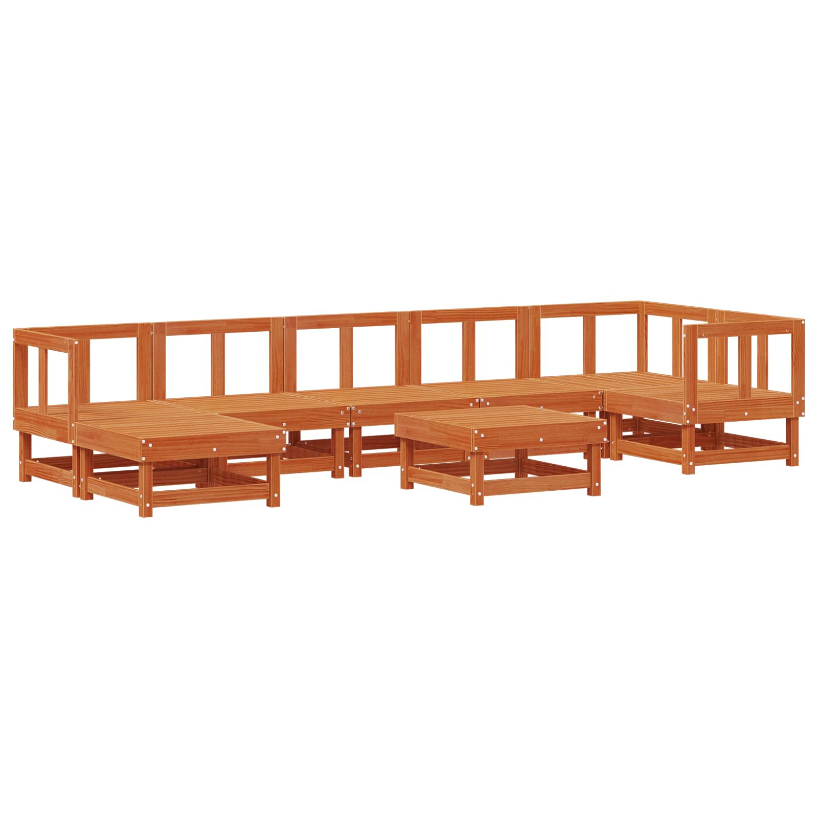 Σετ Ξαπλώστρας Κήπου 8 pcs Κερί Παλαίωσης Μασίφ Ξύλο Πεύκου - Pakobazaar