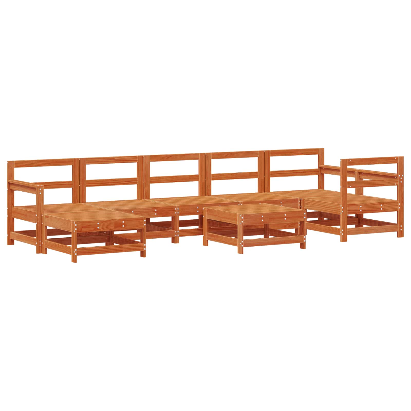 Σετ Ξαπλώστρας Κήπου 8 pcs Κερί Παλαίωσης Μασίφ Ξύλο Πεύκου - Pakobazaar