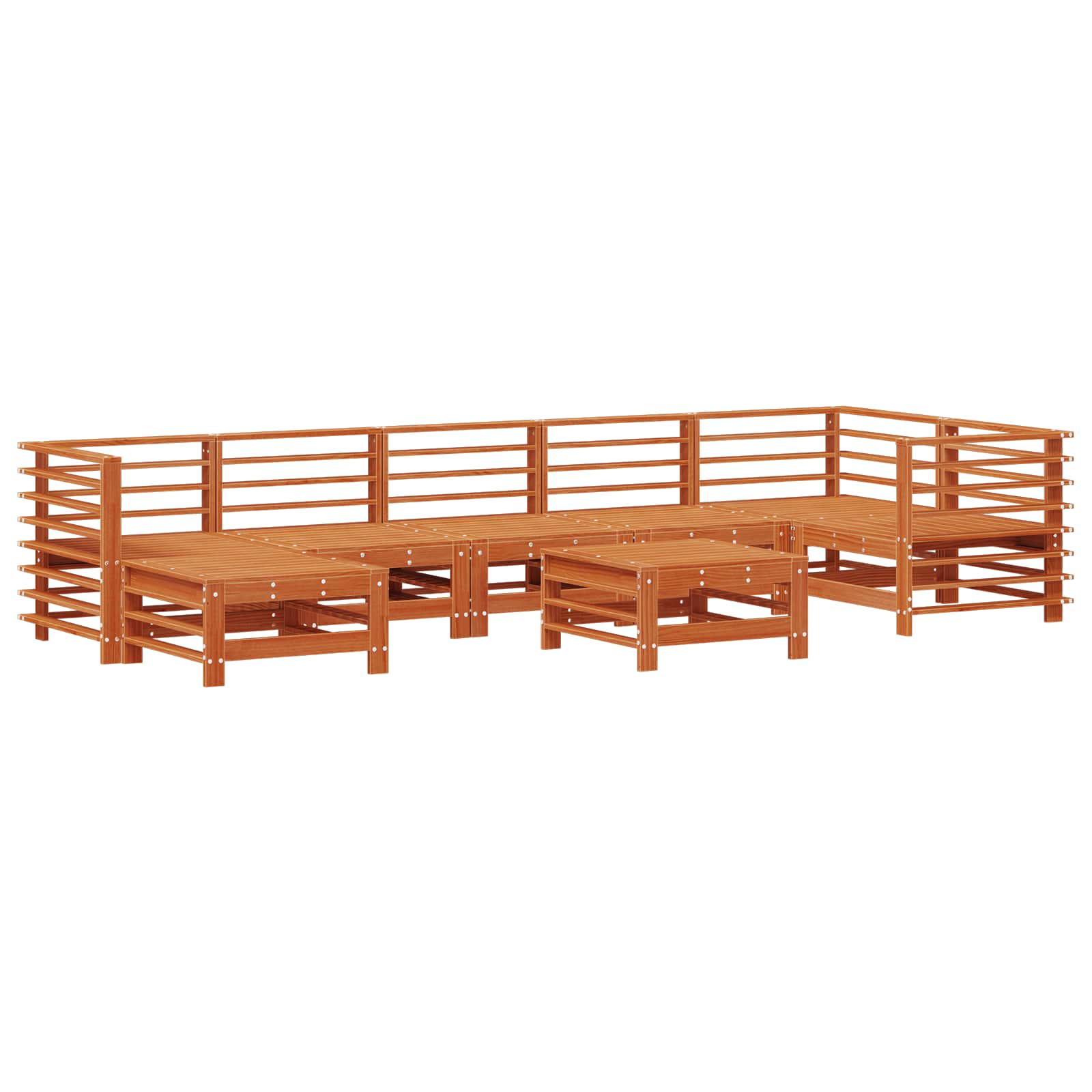 Σετ Ξαπλώστρας Κήπου 8 pcs Κερωμένο Καφέ Μασίφ Ξύλο Πεύκου - Pakobazaar