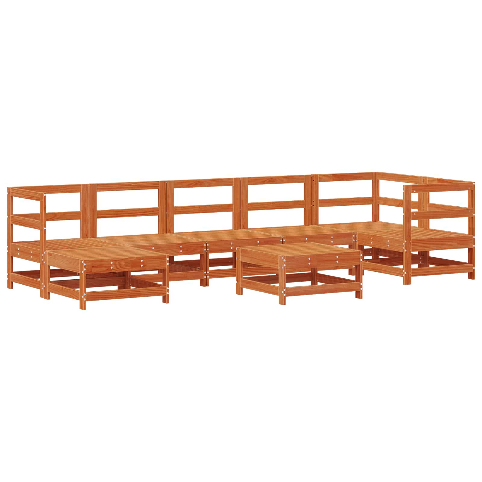 Σετ Ξαπλώστρας Κήπου 8 pcs Κερί Παλαίωσης Μασίφ Ξύλο Πεύκου - Pakobazaar