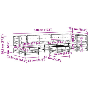Σετ Ξαπλώστρας Κήπου 8 pcs Κερί Παλαίωσης Μασίφ Ξύλο Πεύκου - Pakobazaar