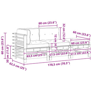 Σετ Ξαπλώστρας Κήπου 3 pcs Κερί Παλαίωσης Μασίφ Ξύλο Πεύκου - Pakobazaar