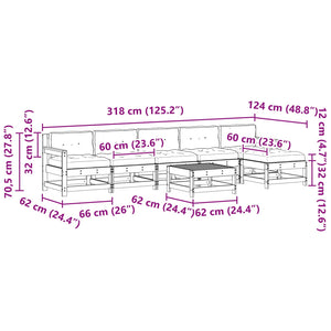 Σετ Ξαπλώστρας Κήπου 7 pcs Κερωμένο Καφέ Στερεό πεύκο - Pakobazaar