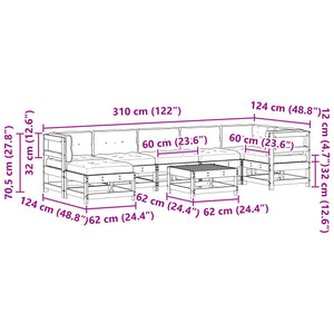 Σετ Ξαπλώστρας Κήπου 8 pcs Κερωμένο Καφέ Στερεό πεύκο - Pakobazaar