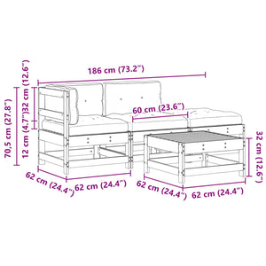 Σετ Ξαπλώστρας Κήπου 4 pcs Κερί Παλαίωσης Μασίφ Ξύλο Πεύκου - Pakobazaar