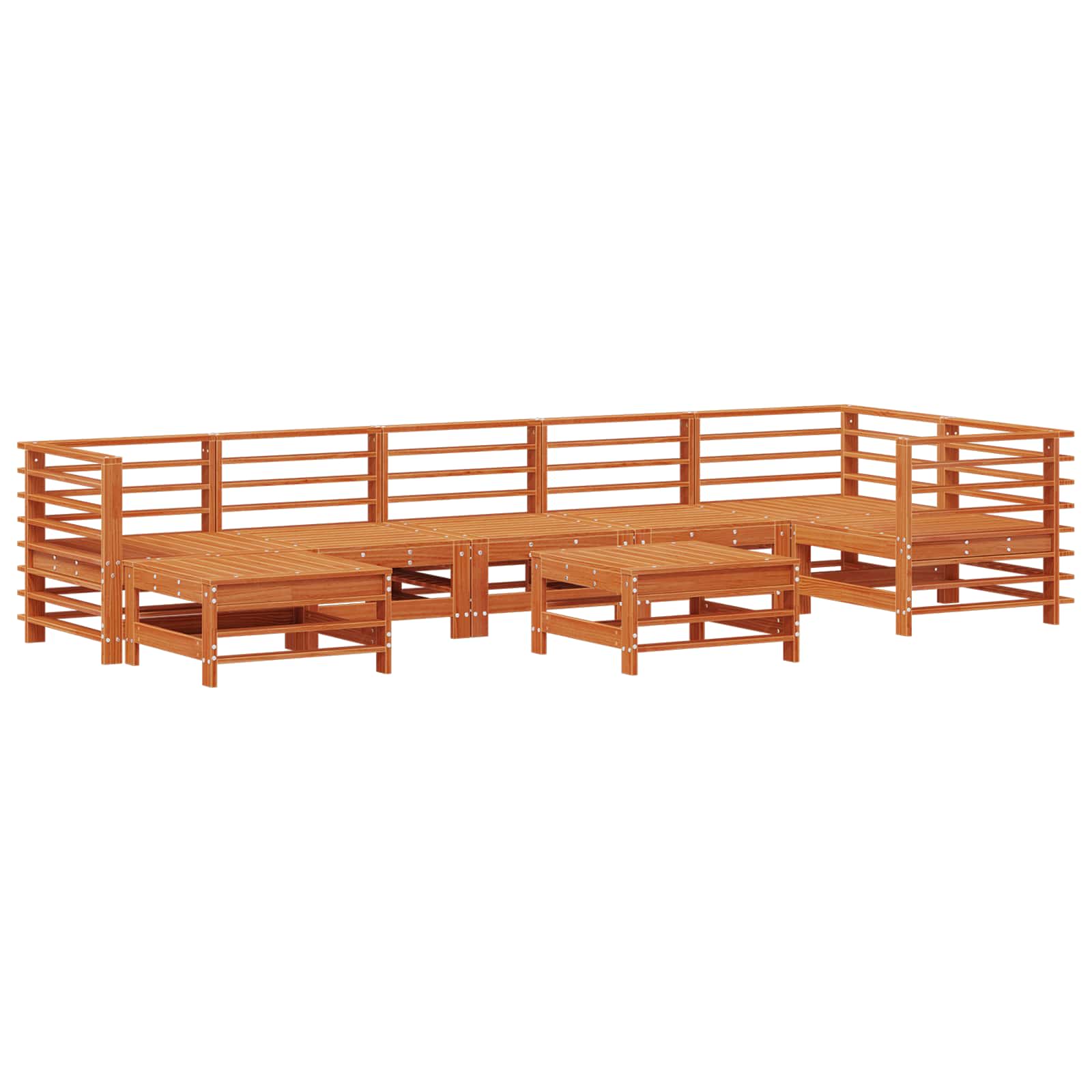 Σετ Ξαπλώστρας Κήπου 8 pcs Κερί Παλαίωσης Μασίφ Ξύλο Πεύκου - Pakobazaar