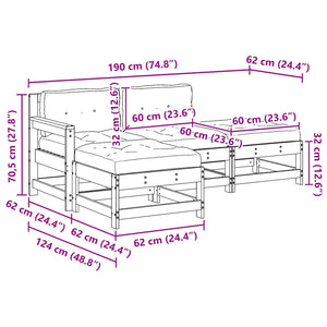 Σετ Ξαπλώστρας Κήπου 4 pcs Κερί Παλαίωσης Μασίφ Ξύλο Πεύκου - Pakobazaar