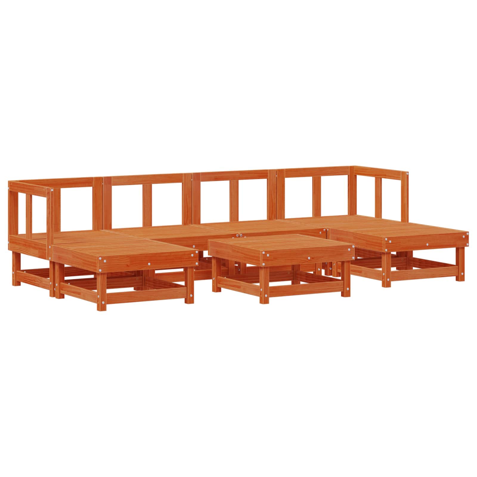 Σετ Ξαπλώστρας Κήπου 7 pcs Κερωμένο Καφέ Στερεό πεύκο - Pakobazaar