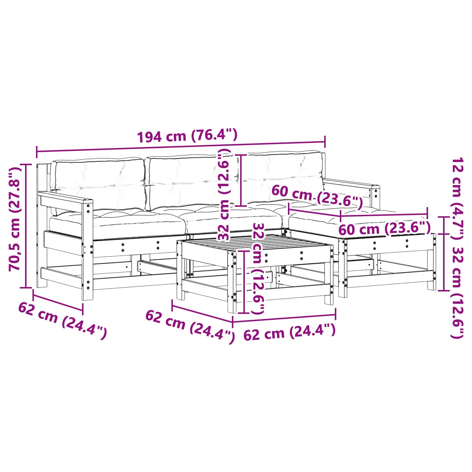 Σετ Ξαπλώστρας Κήπου 5 pcs Καστανός Κερί και Ταυπ Στερεό πεύκο - Pakobazaar