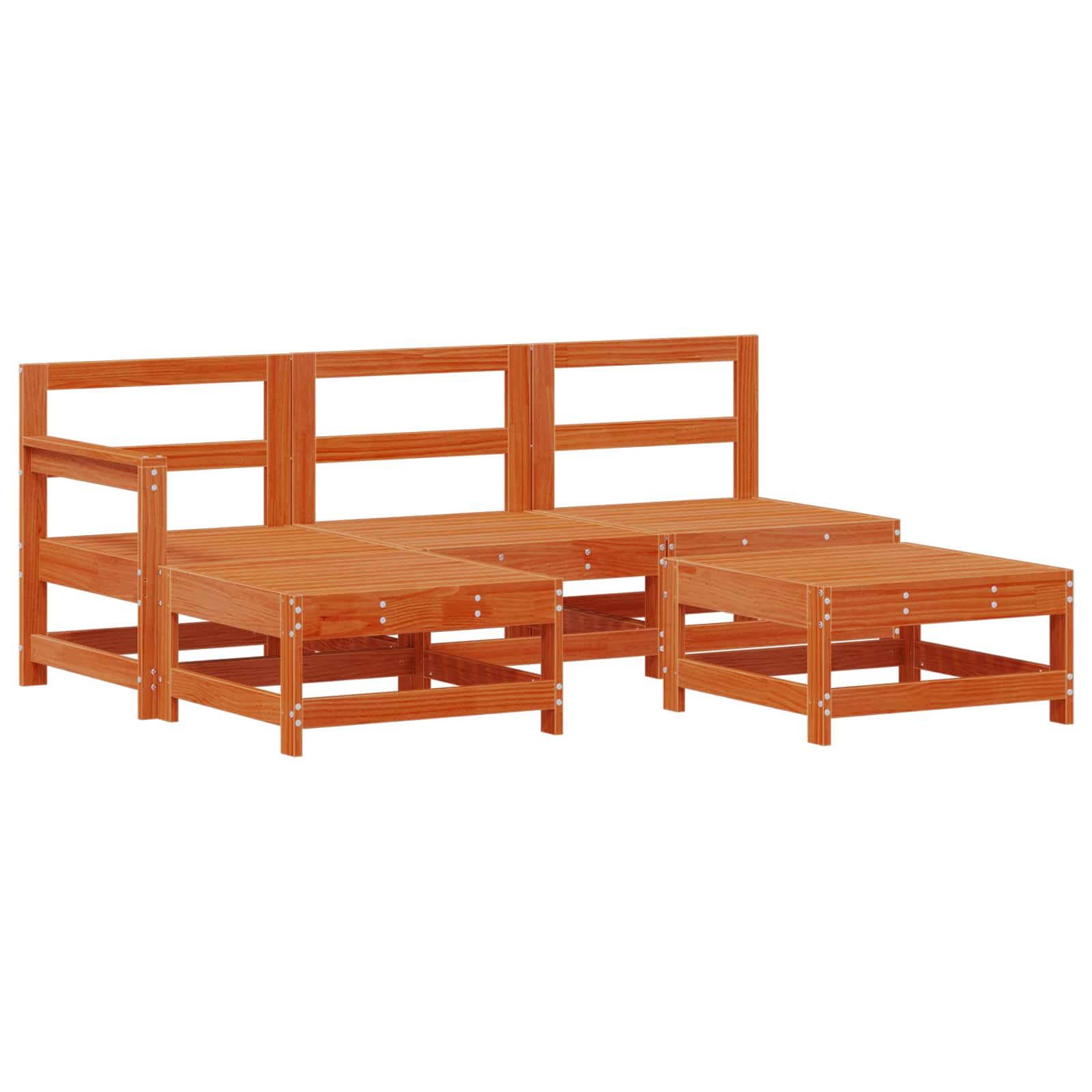 Σετ Ξαπλώστρας Κήπου 5 pcs Κερωμένο Καφέ Στερεό πεύκο