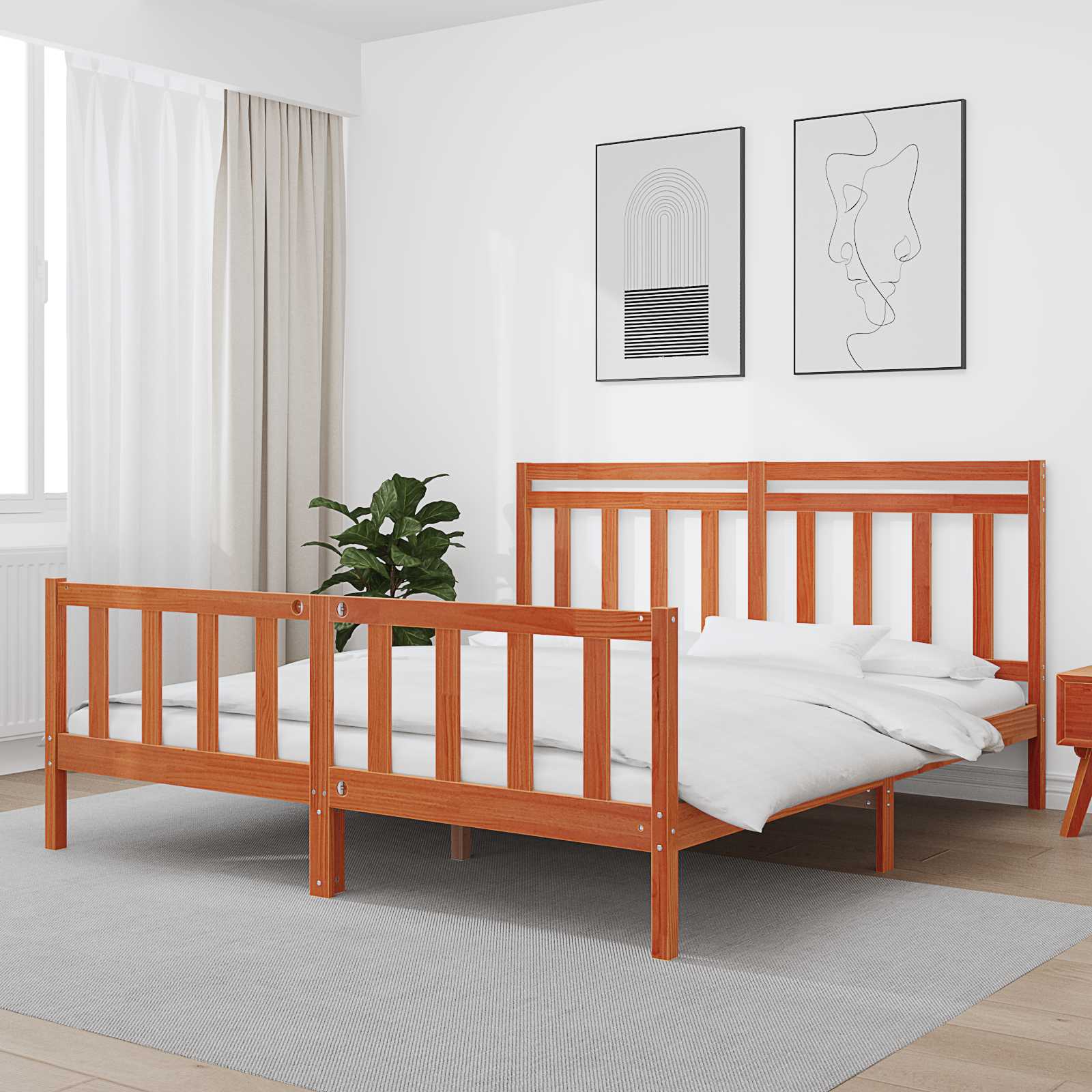 Σκελετός Κρεβατιού 2 pcs Κερωτό καφέ 205,5 x 185,5 x 100 εκ - Pakobazaar