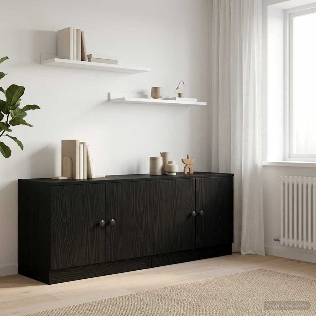 Ντουλάπι κρεβατιού με πόρτα 2 pcs Μαύρη Δρυς 66 x 35 x 48 εκ. - Pakobazaar