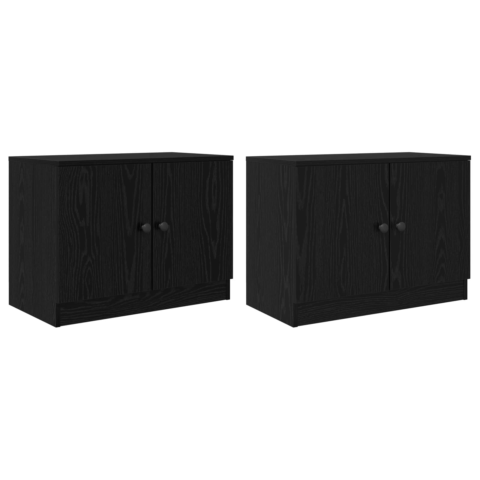 Ντουλάπι κρεβατιού με πόρτα 2 pcs Μαύρη Δρυς 66 x 35 x 48 εκ. - Pakobazaar