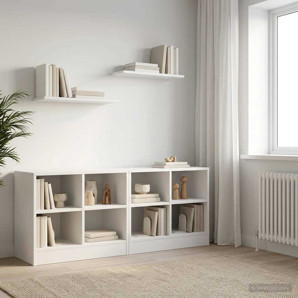 Ντουλάπι κρεβατιού με ράφι 2 pcs Λευκό 66 x 33 x 48 εκ. - Pakobazaar