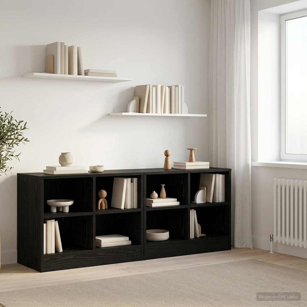 Ντουλάπι κρεβατιού με ράφι 2 pcs Μαύρη Δρυς 66 x 33 x 48 εκ. - Pakobazaar