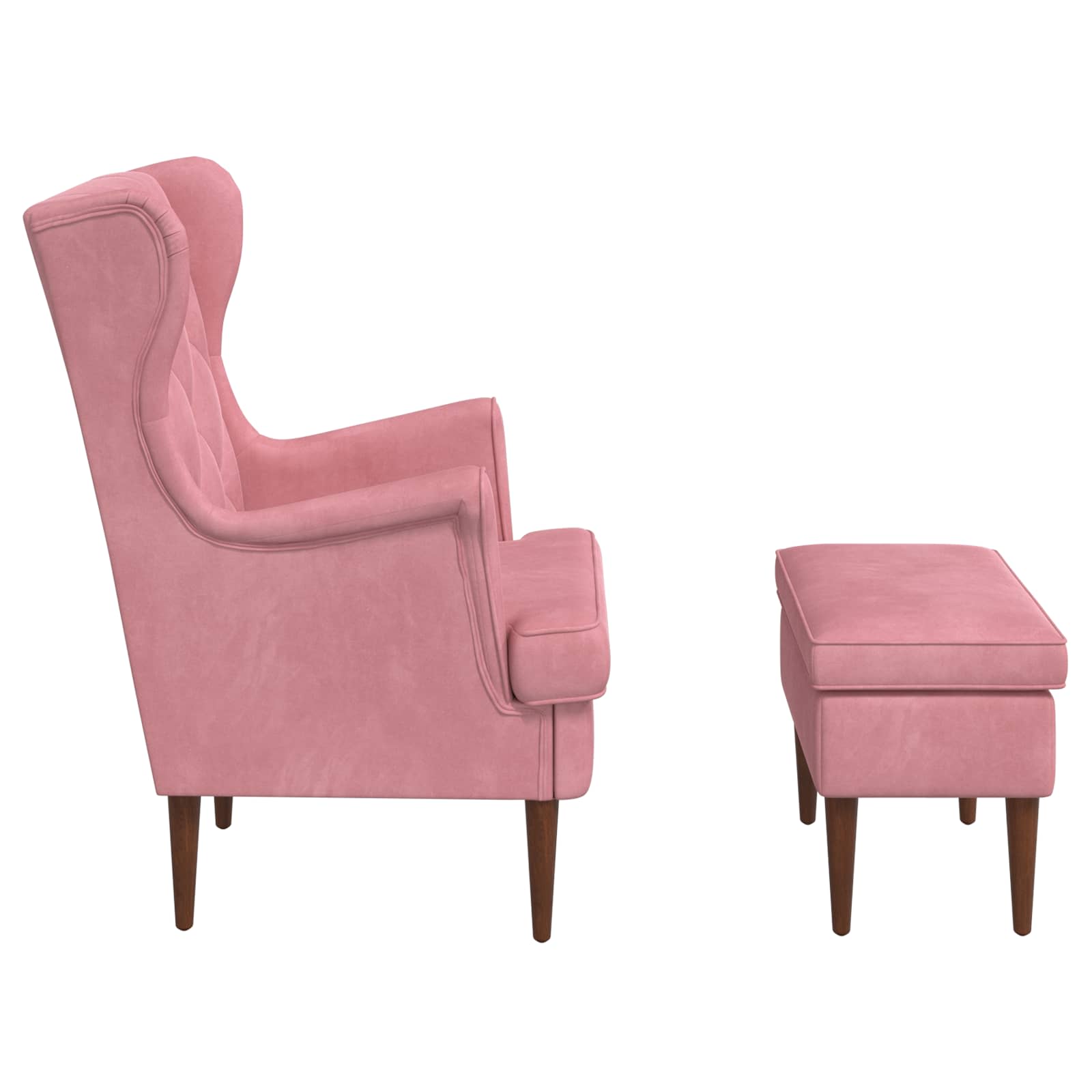Πολυθρόνα με Σκαμπό 2 τμχ. Ροζ Βελούδο - Pakobazaar