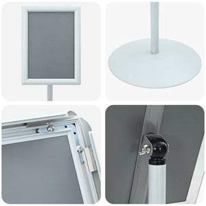 Πόδι αφίσας Ασημί 33 x 33 x 126 εκ PVC και Ατσάλι