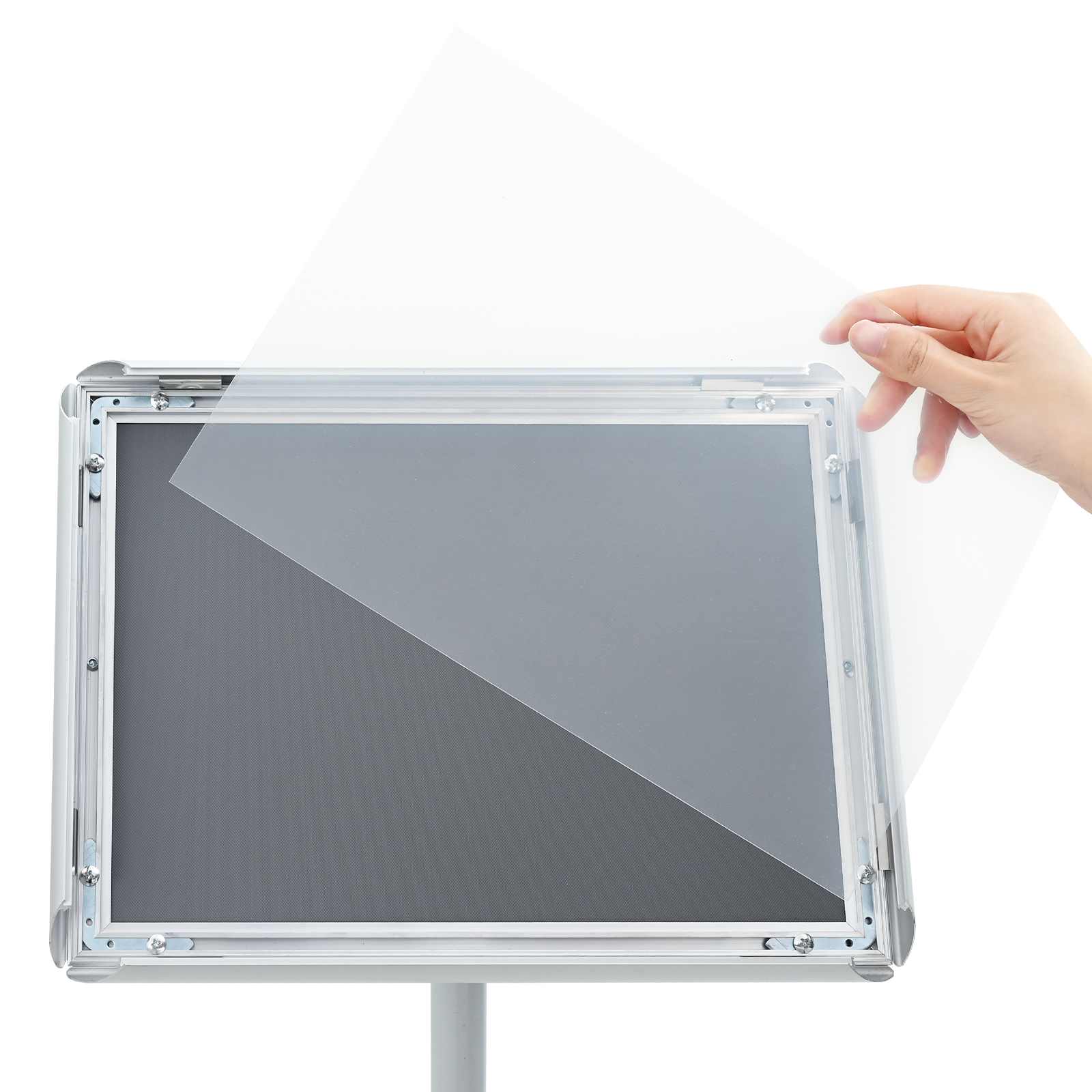 Πόδι αφίσας Ασημί 33 x 33 x 126 εκ PVC και Ατσάλι