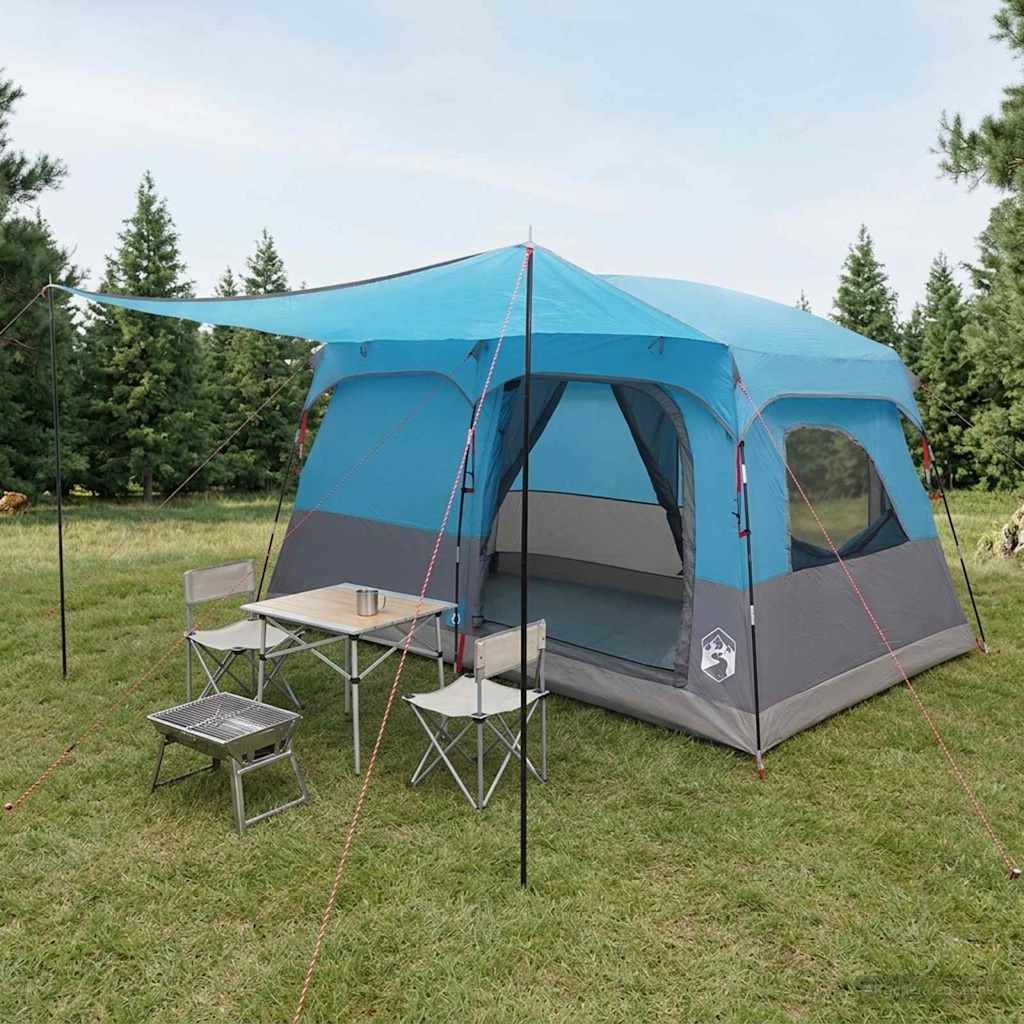 Οικογενειακή Σκηνή με στέγη Μπλε 320 x 210 x 180 εκ Πολυεστέρας - Pakobazaar