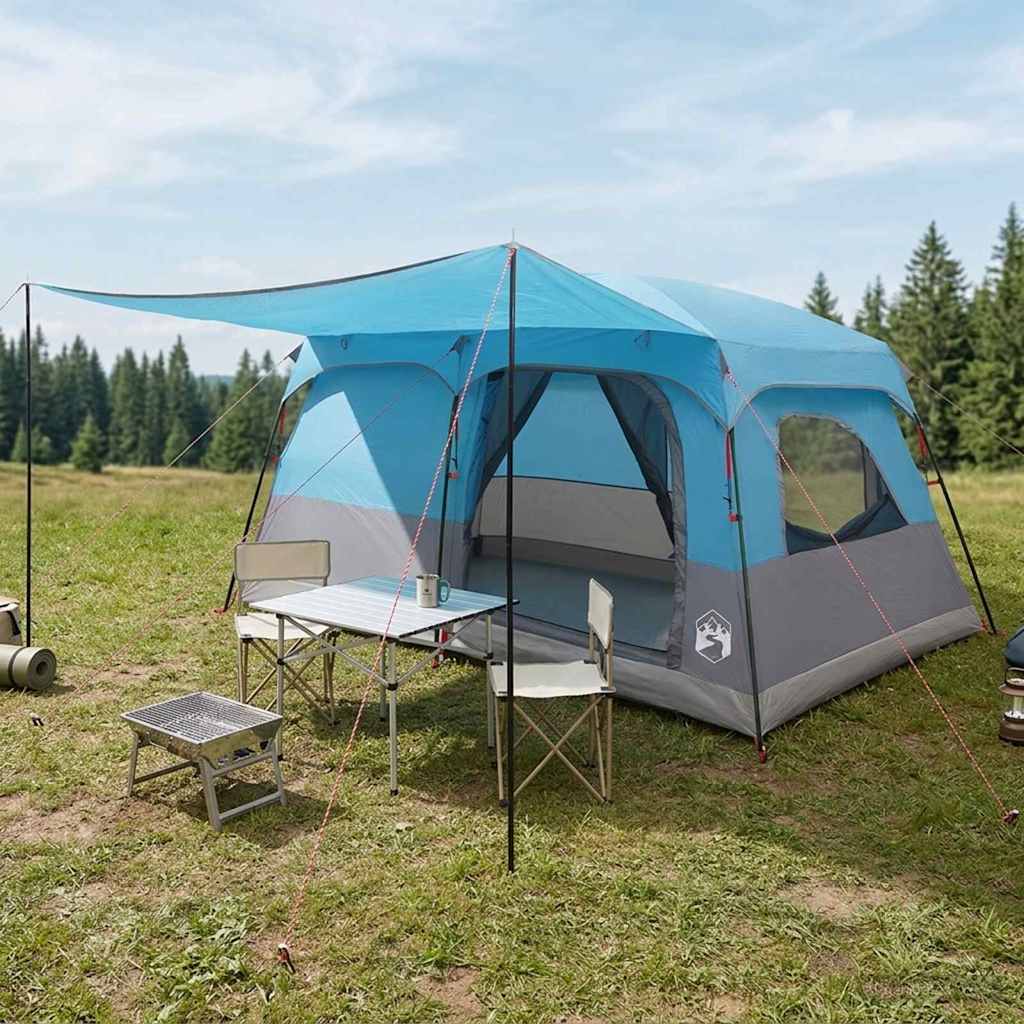 Οικογενειακή Σκηνή με στέγη Μπλε 420 x 305 x 200 εκ - Pakobazaar