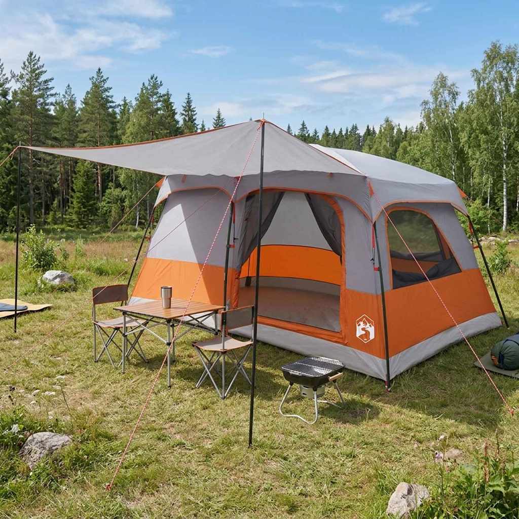 Οικογενειακή Σκηνή Γκρι και Πορτοκαλί 420 x 305 x 200 εκ - Pakobazaar