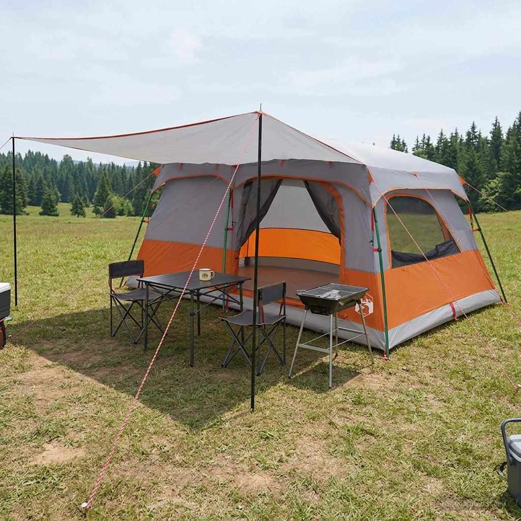 Οικογενειακή Σκηνή Γκρι και Πορτοκαλί 500 x 400 x 230 εκ - Pakobazaar