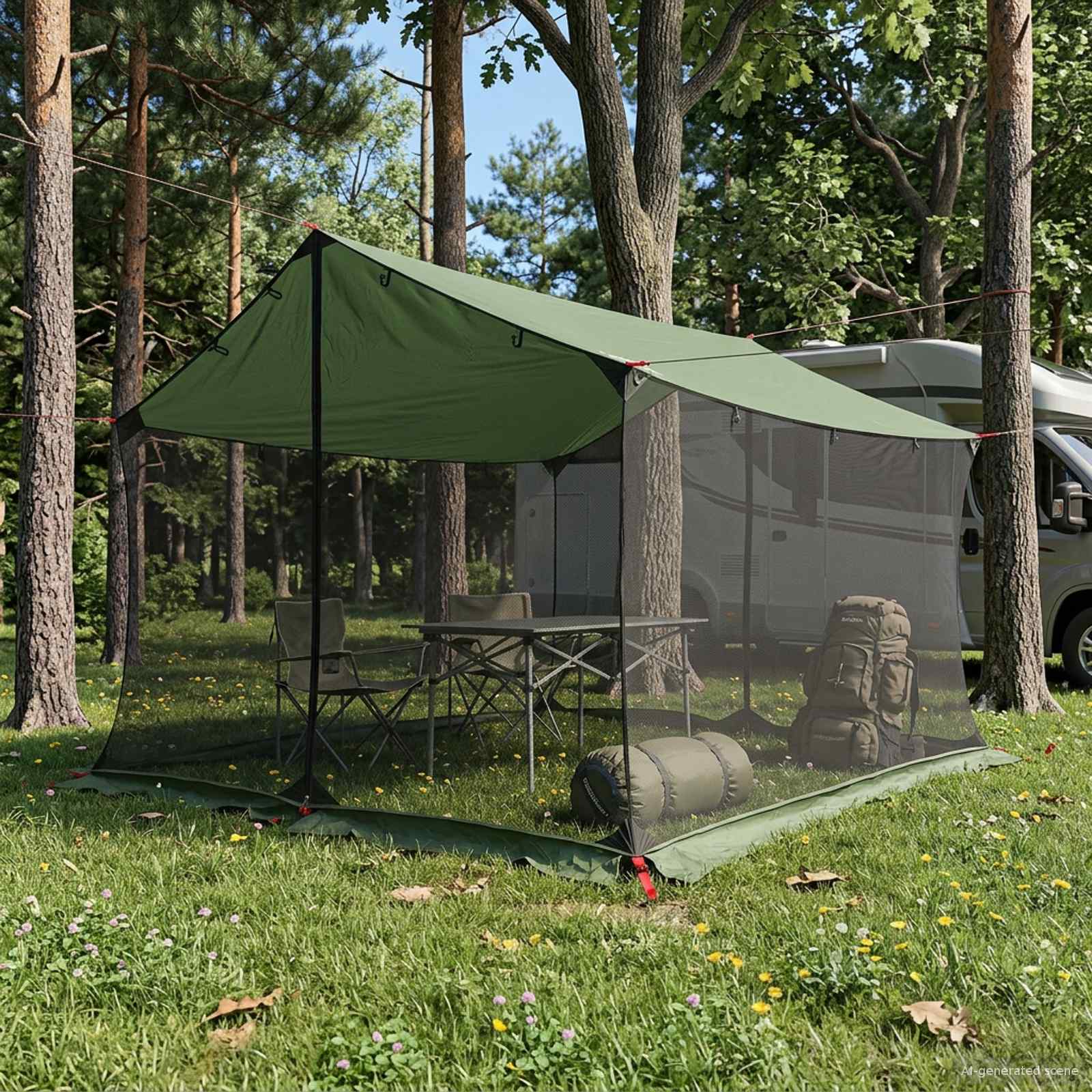 Σκηνή κατασκήνωσης με πλέγμα Πράσινο 340 x 260 x 220 εκ - Pakobazaar