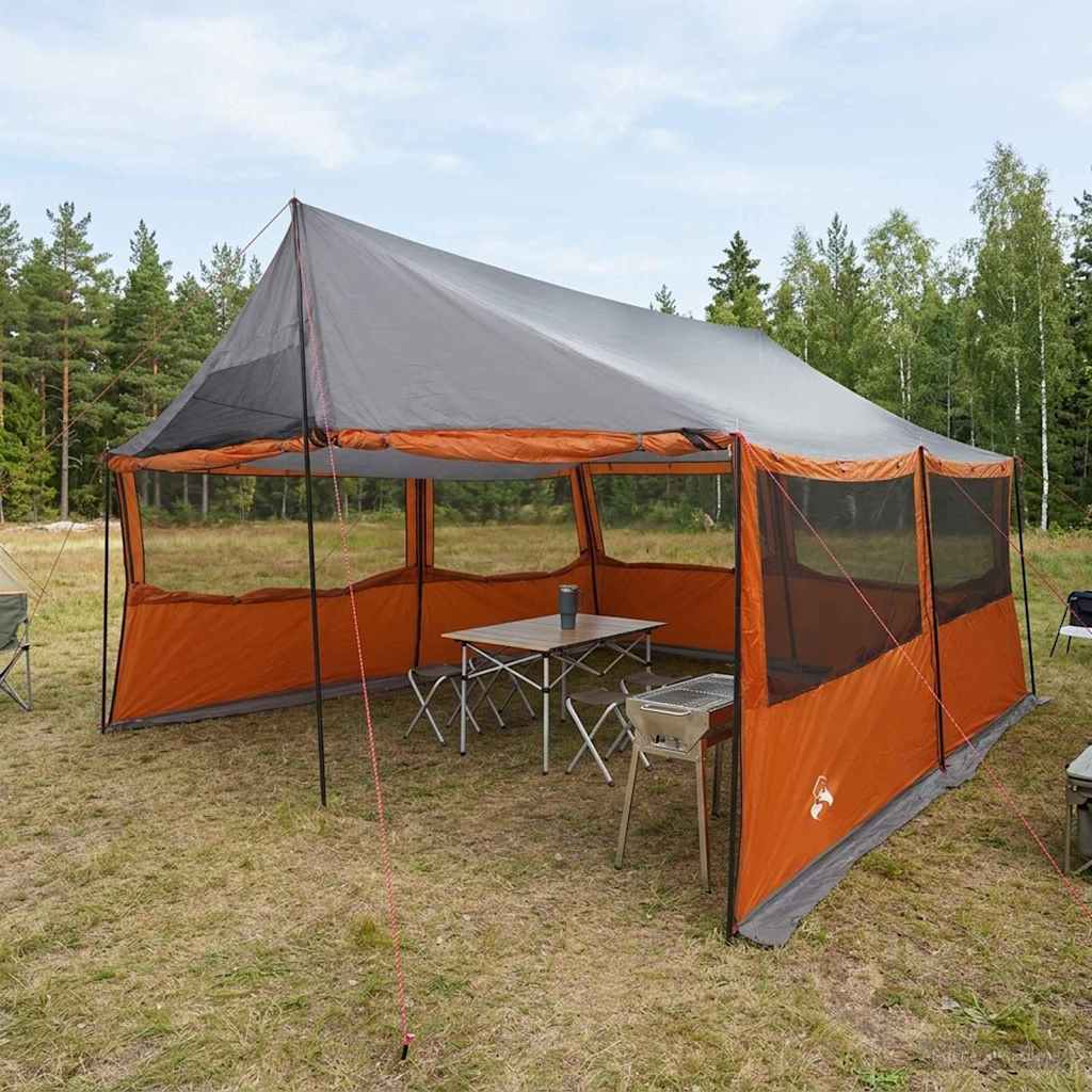 Οικογενειακή Σκηνή Γκρι και Πορτοκαλί 450 x 400 x 265 εκ - Pakobazaar