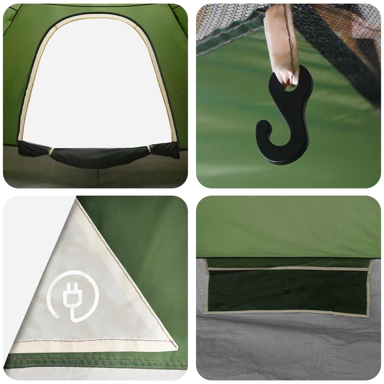 Σκηνή Camping με στέγη με αέρα αέρα Πράσινο 190 x 140 x 105 εκ. - Pakobazaar