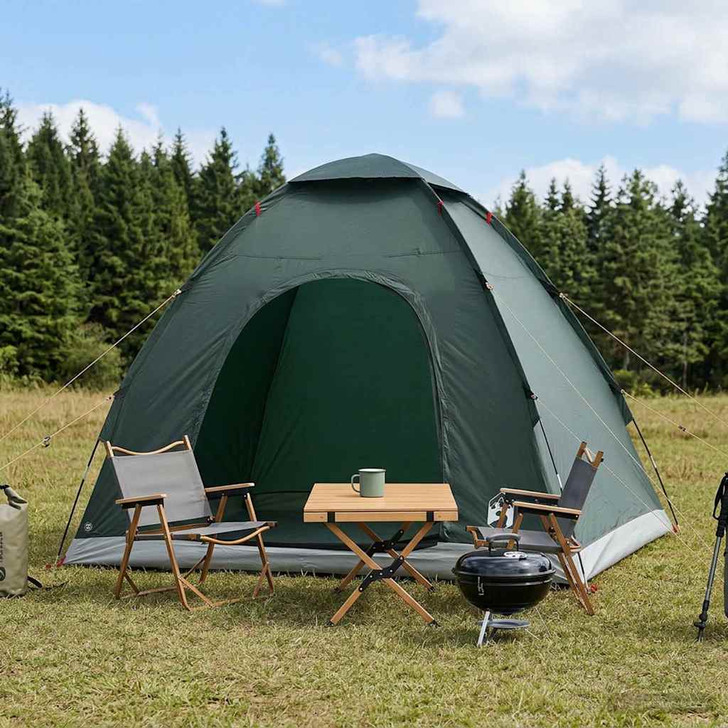 Σκηνή Camping με στέγη Στρατιωτικό Πράσινο 190 x 140 x 105 εκ. - Pakobazaar