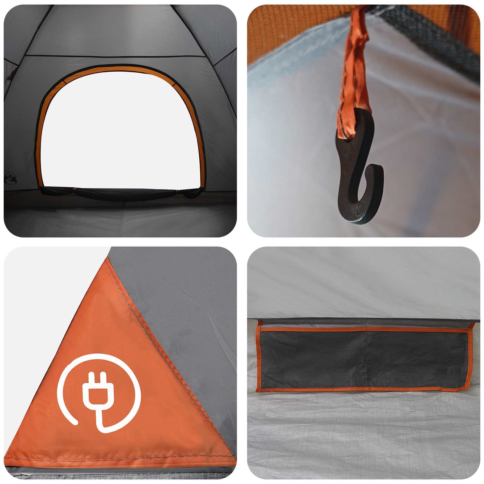 Σκηνή Camping με στέγη Γκρι και Πορτοκαλί 275 x 215 x 125 εκ.