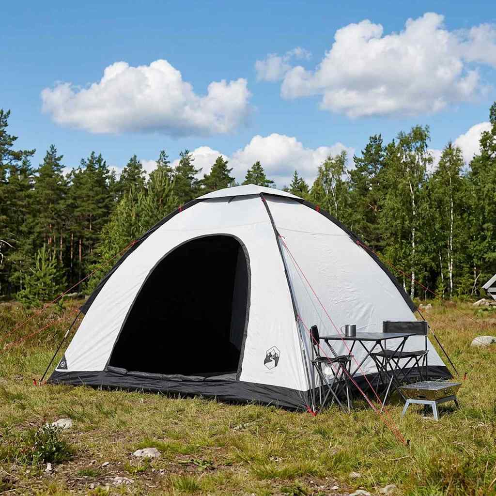 Σκηνή Camping με στέγη Λευκό Μαύρο 275 x 215 x 125 εκ.