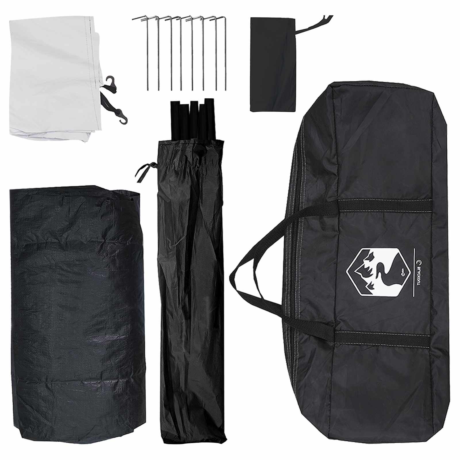Σκηνή Camping με στέγη Λευκό Μαύρο 335 x 275 x 180 εκ.