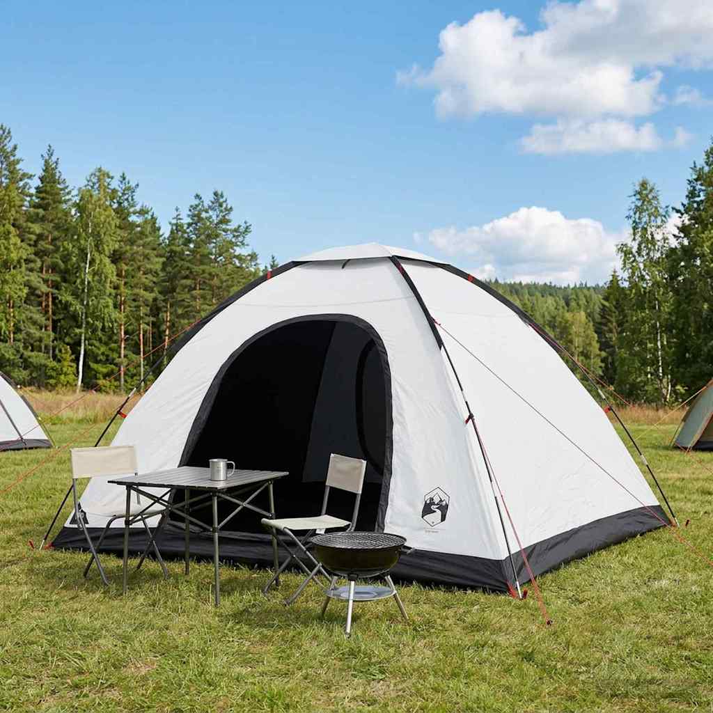 Σκηνή Camping με στέγη Λευκό Μαύρο 335 x 275 x 180 εκ.