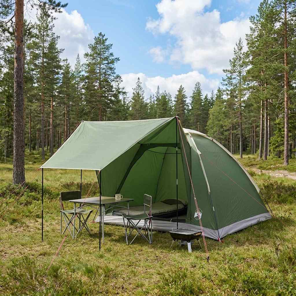 Σκηνή Camping με στέγη Πράσινο 4 ατόμων Πολυεστέρας και Χάλυβας