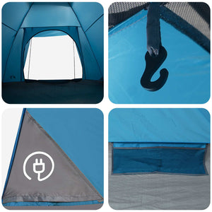 Σκηνή Camping με στέγη Μπλε 4 ατόμων Πολυεστέρας και Χάλυβας - Pakobazaar