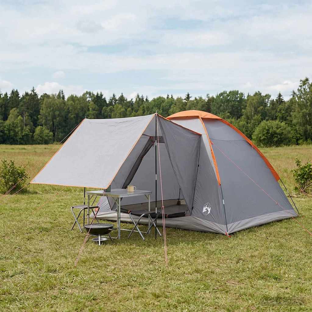 Σκηνή Camping με στέγη με αέρα αέρα Γκρι και Πορτοκαλί 4 ατόμων