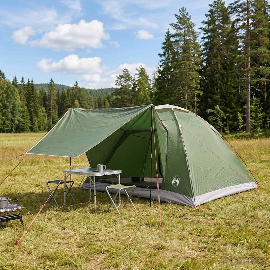 Σκηνή Camping με στέγη Πράσινο 6 ατόμων Πολυεστέρας και Χάλυβας