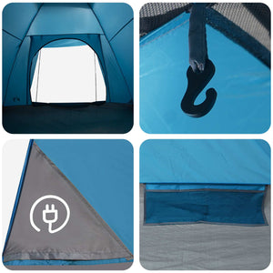 Σκηνή Camping με στέγη Μπλε 6 ατόμων Πολυεστέρας και Χάλυβας - Pakobazaar