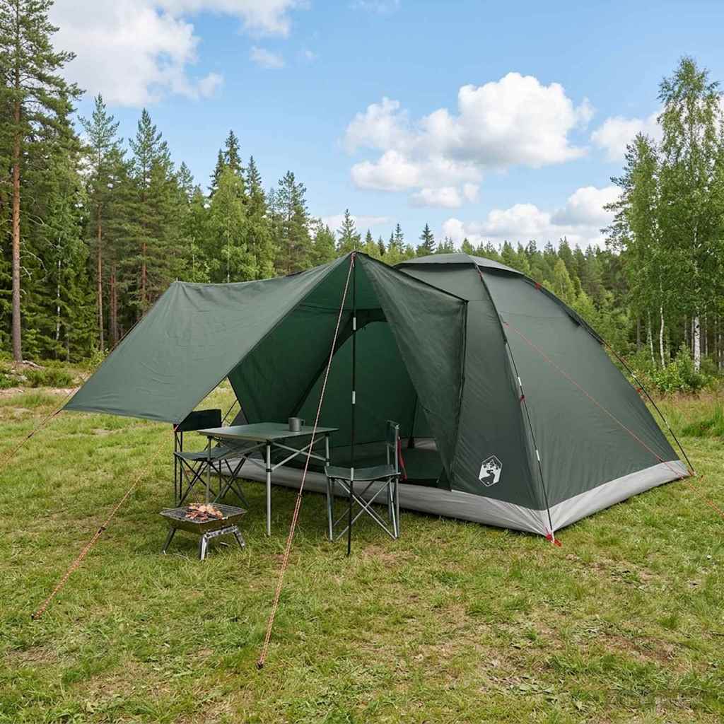 Σκηνή Camping με στέγη Στρατιωτικό Πράσινο 335 x 275 x 180 εκ. - Pakobazaar