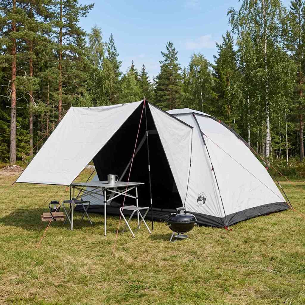 Σκηνή Camping με στέγη Λευκό Μαύρο 335 x 275 x 180 εκ. - Pakobazaar