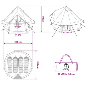 Σκηνή Τιπί με στέγη Γκρι και Πορτοκαλί 250 x 250 cm - Pakobazaar