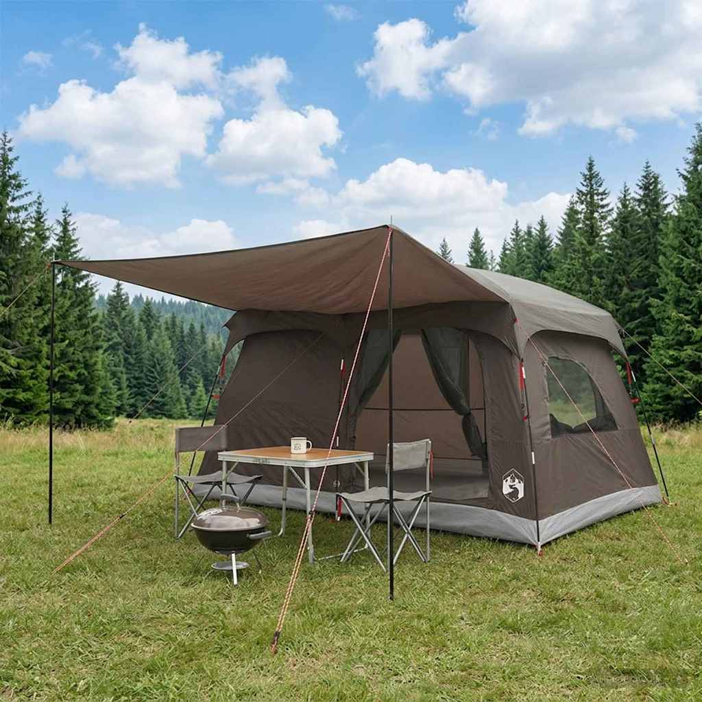 Οικογενειακή Σκηνή Καφέ Γκρι 320 x 210 x 180 εκ Πολυεστέρας - Pakobazaar