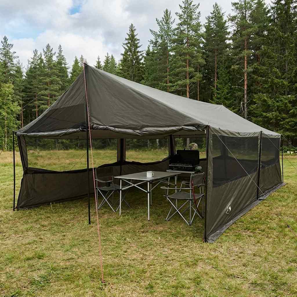 Οικογενειακή Σκηνή με στέγη Καφέ γκρι 600 x 400 x 268 εκ. - Pakobazaar