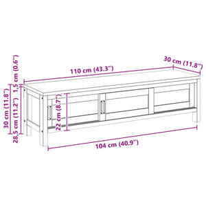 Ντουλάπι TV 110 x 30 x 30 εκ Στερεό Ξύλο Τίκ Φυσικό - Pakobazaar